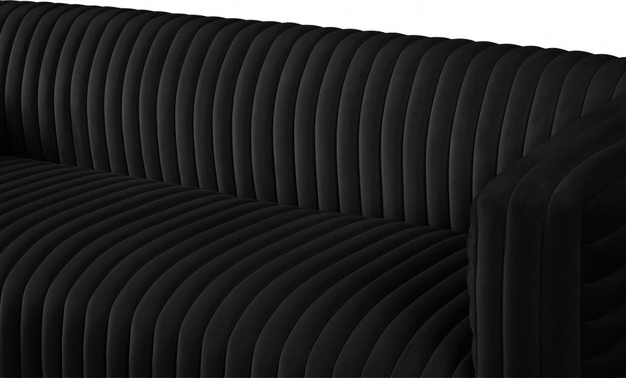 Ravish Black Velvet Sofa from Meridian - Luna Furniture