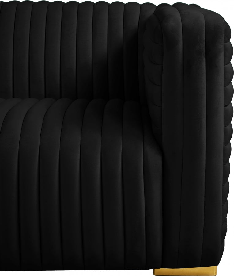 Ravish Black Velvet Sofa from Meridian - Luna Furniture