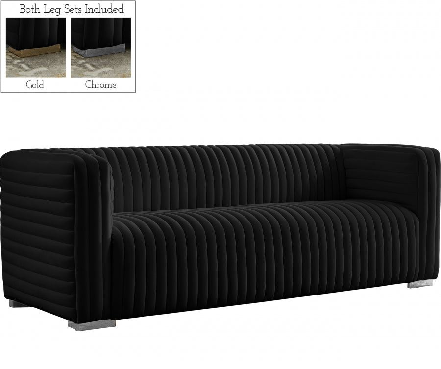 Ravish Black Velvet Sofa from Meridian - Luna Furniture