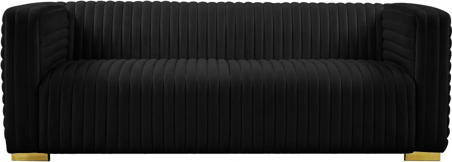 Ravish Black Velvet Sofa from Meridian - Luna Furniture