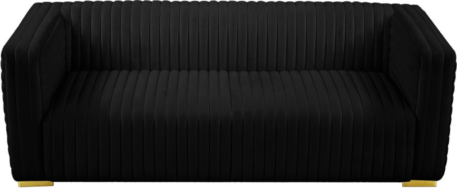 Ravish Black Velvet Sofa from Meridian - Luna Furniture