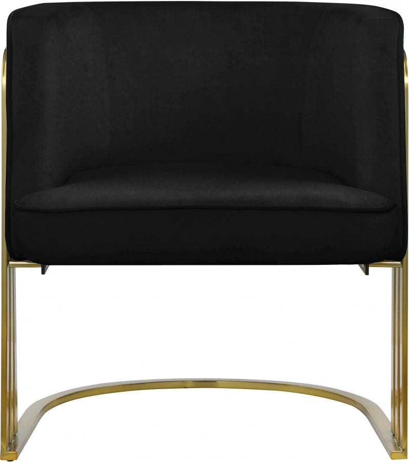 Rays Black Velvet Accent Chair from Meridian - Luna Furniture