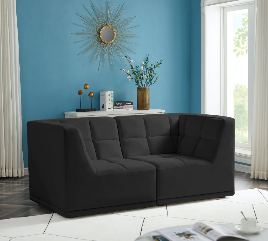 Relax Black Velvet Modular 68" Sofa from Meridian - Luna Furniture