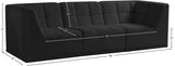 Relax Black Velvet Modular 98" Sofa from Meridian - Luna Furniture