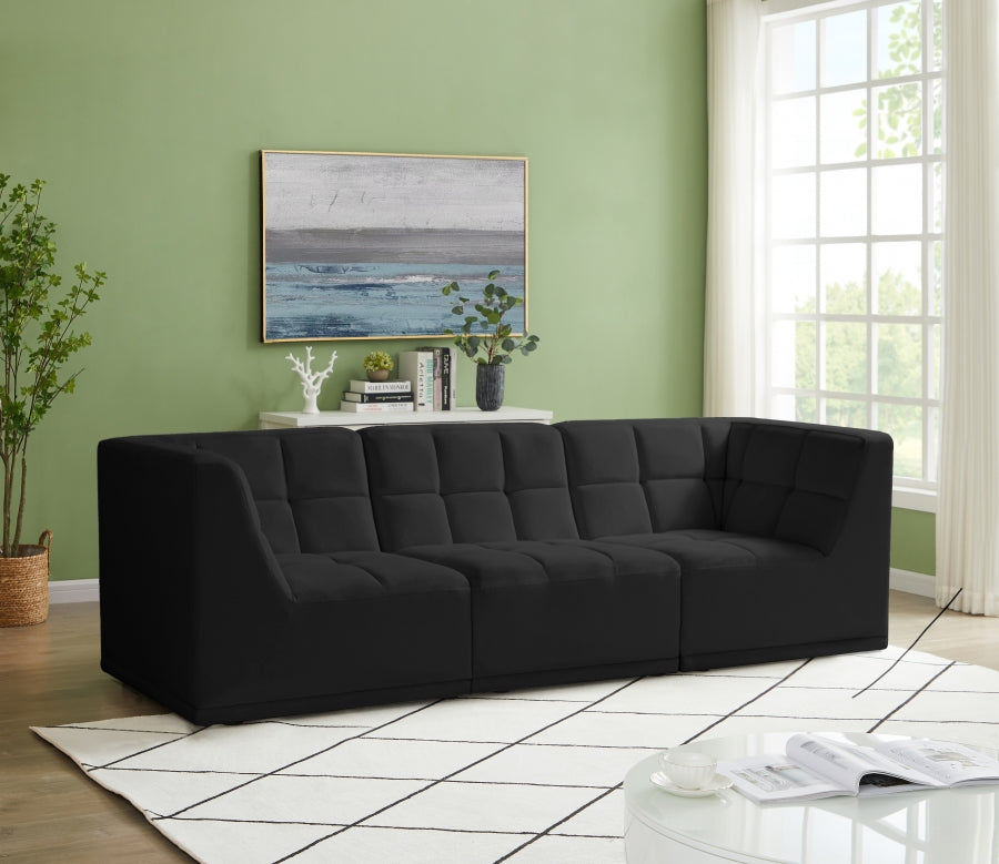 Relax Black Velvet Modular 98" Sofa from Meridian - Luna Furniture