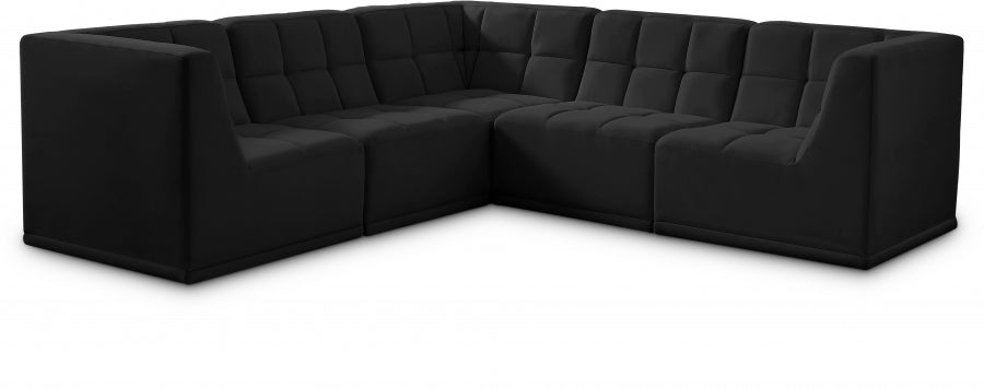 Relax Black Velvet Modular Sectional from Meridian - Luna Furniture