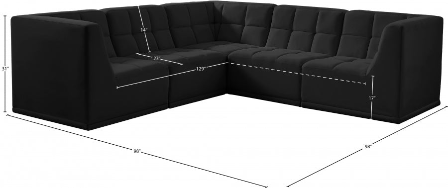 Relax Black Velvet Modular Sectional from Meridian - Luna Furniture