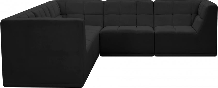 Relax Black Velvet Modular Sectional from Meridian - Luna Furniture