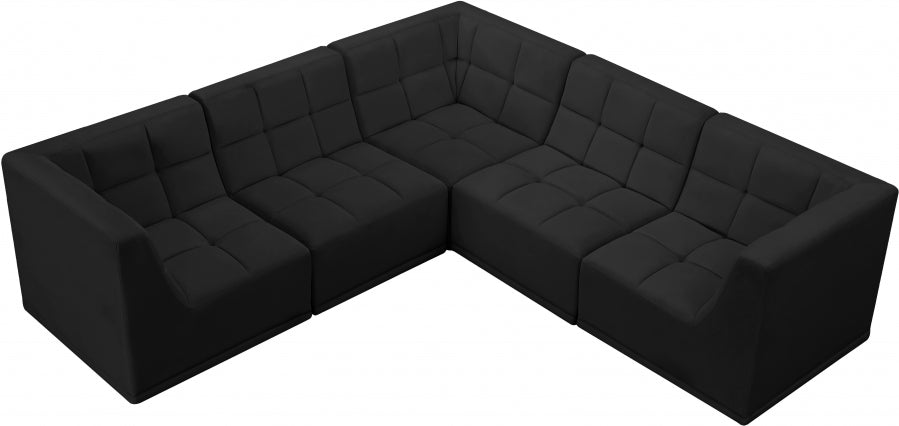 Relax Black Velvet Modular Sectional from Meridian - Luna Furniture