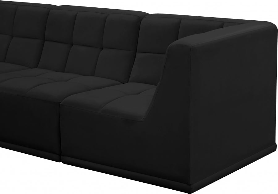 Relax Black Velvet Modular Sectional from Meridian - Luna Furniture