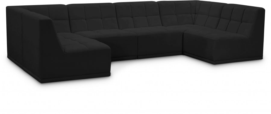 Relax Black Velvet Modular Sectional from Meridian - Luna Furniture