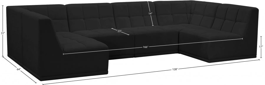 Relax Black Velvet Modular Sectional from Meridian - Luna Furniture