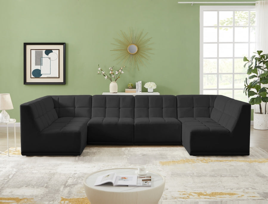 Relax Black Velvet Modular Sectional from Meridian - Luna Furniture