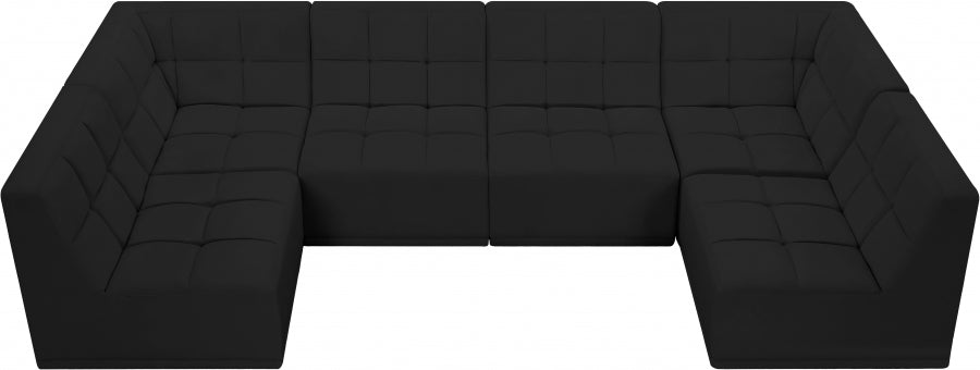 Relax Black Velvet Modular Sectional from Meridian - Luna Furniture