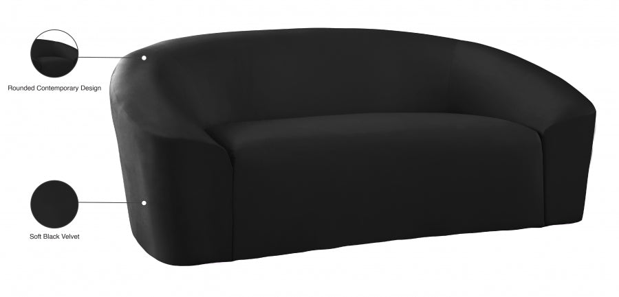 Riley Black Velvet Loveseat from Meridian - Luna Furniture