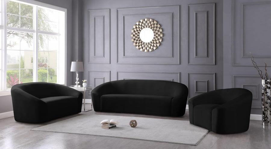 Riley Black Velvet Sofa from Meridian - Luna Furniture