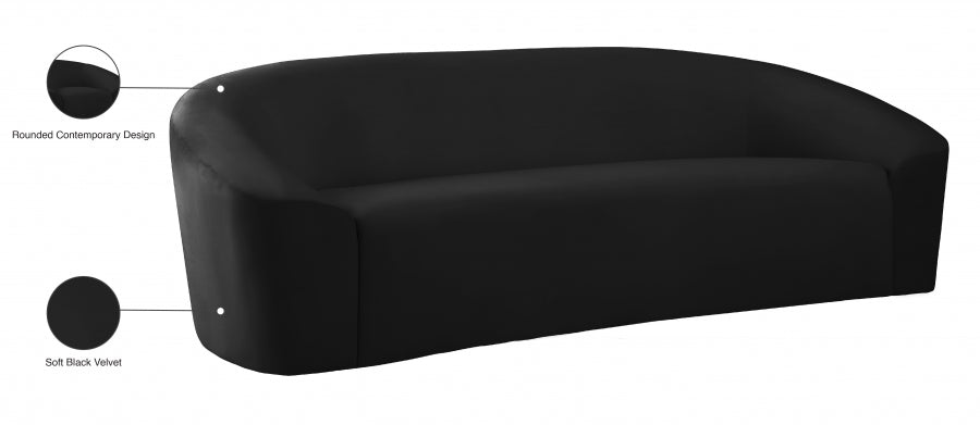 Riley Black Velvet Sofa from Meridian - Luna Furniture