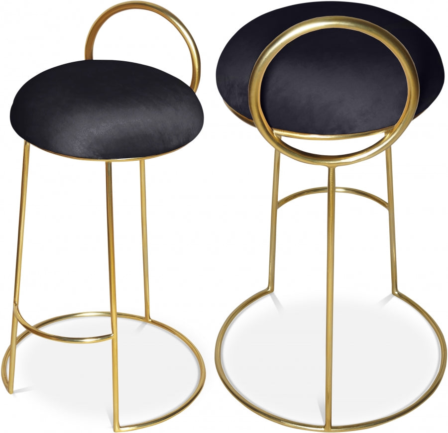 Ring Black Velvet Counter Stool from Meridian - Luna Furniture