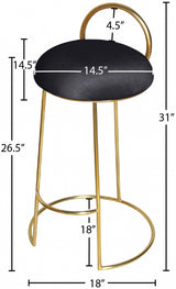 Ring Black Velvet Counter Stool from Meridian - Luna Furniture