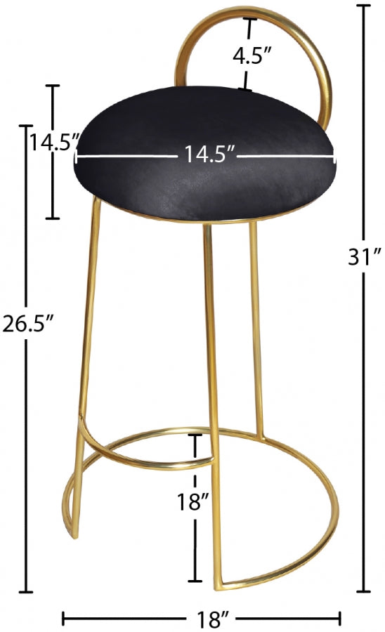 Ring Black Velvet Counter Stool from Meridian - Luna Furniture