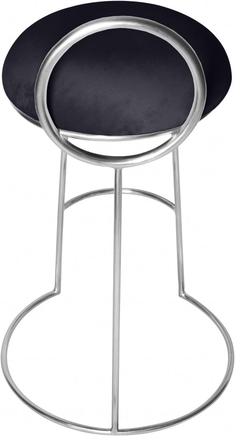 Ring Black Velvet Counter Stool from Meridian - Luna Furniture