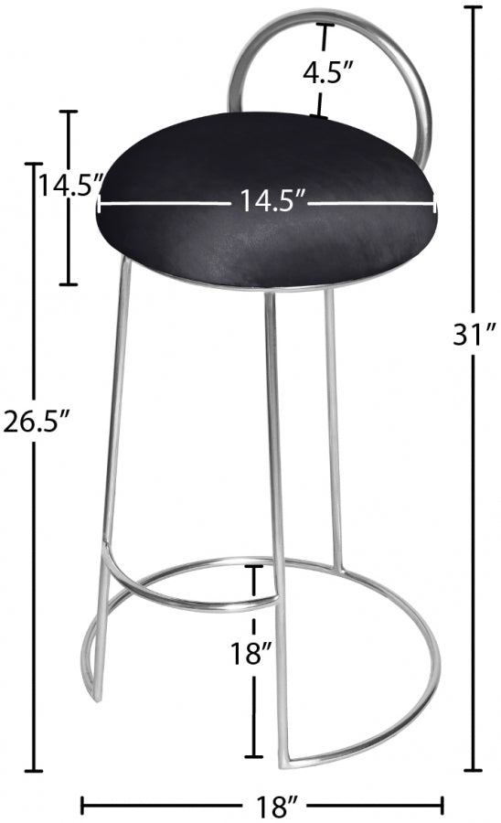 Ring Black Velvet Counter Stool from Meridian - Luna Furniture