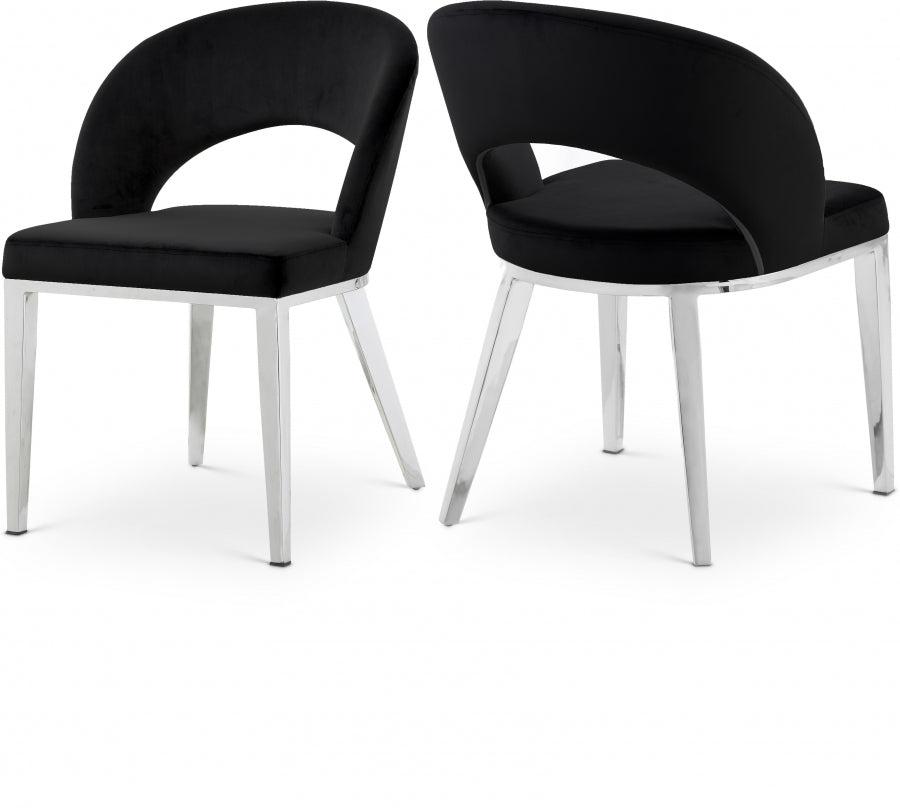 Roberto Black Velvet Dining Chair from Meridian - Luna Furniture