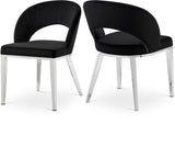 Roberto Black Velvet Dining Chair from Meridian - Luna Furniture