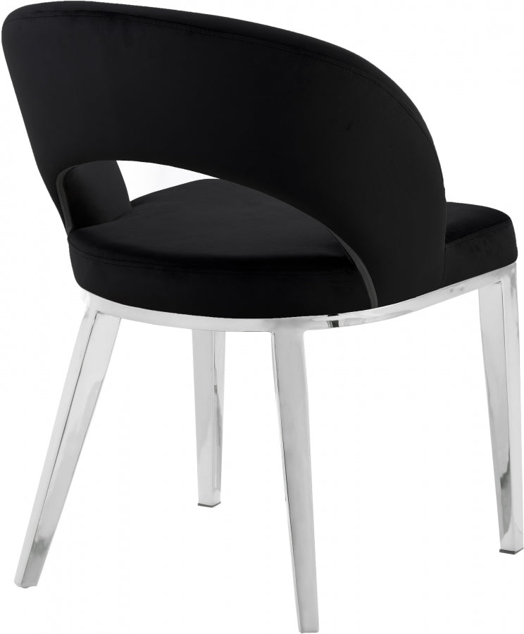 Roberto Black Velvet Dining Chair from Meridian - Luna Furniture