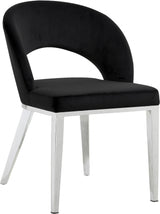 Roberto Black Velvet Dining Chair from Meridian - Luna Furniture