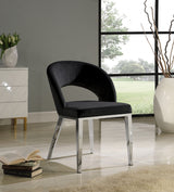 Roberto Black Velvet Dining Chair from Meridian - Luna Furniture