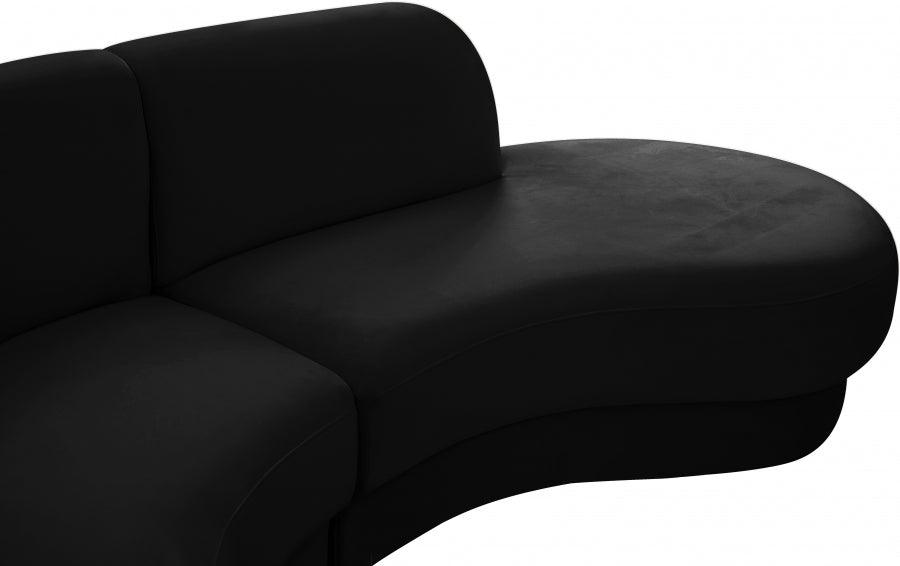 Rosa Black Velvet 3pc. Sectional from Meridian - Luna Furniture