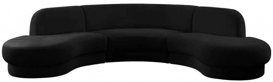 Rosa Black Velvet 3pc. Sectional from Meridian - Luna Furniture