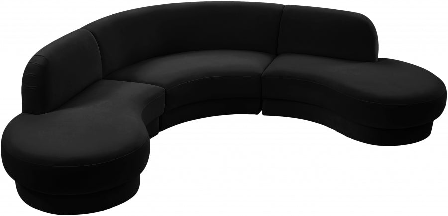 Rosa Black Velvet 3pc. Sectional from Meridian - Luna Furniture