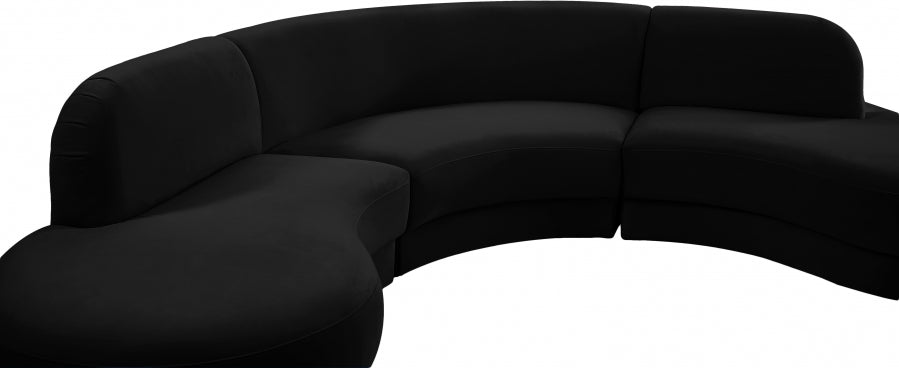 Rosa Black Velvet 3pc. Sectional from Meridian - Luna Furniture