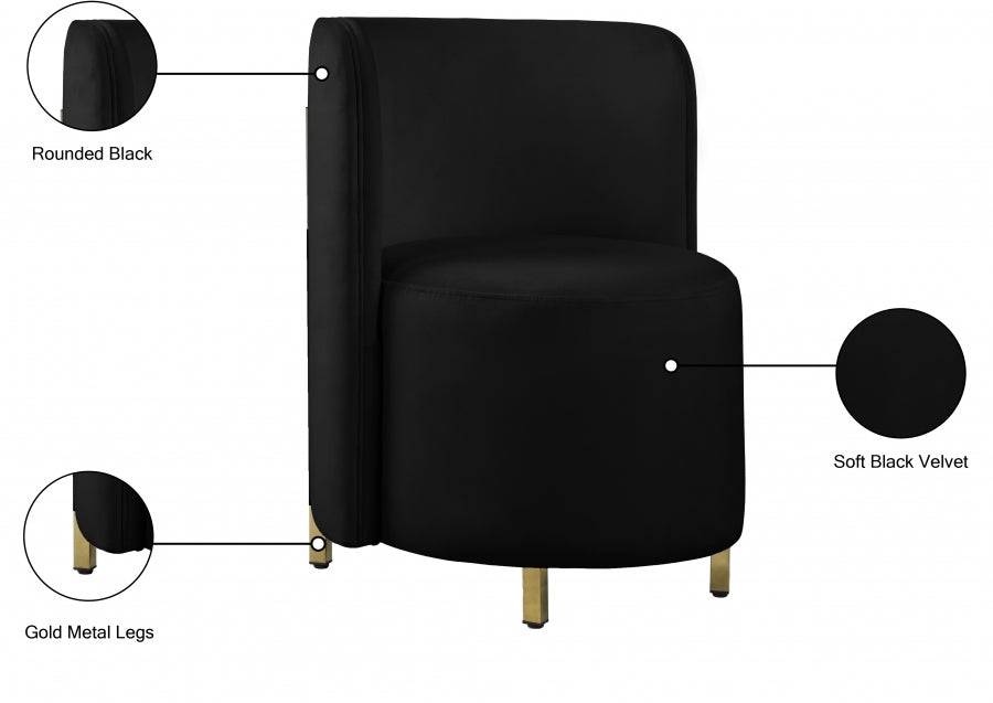 Rotunda Black Velvet Chair from Meridian - Luna Furniture