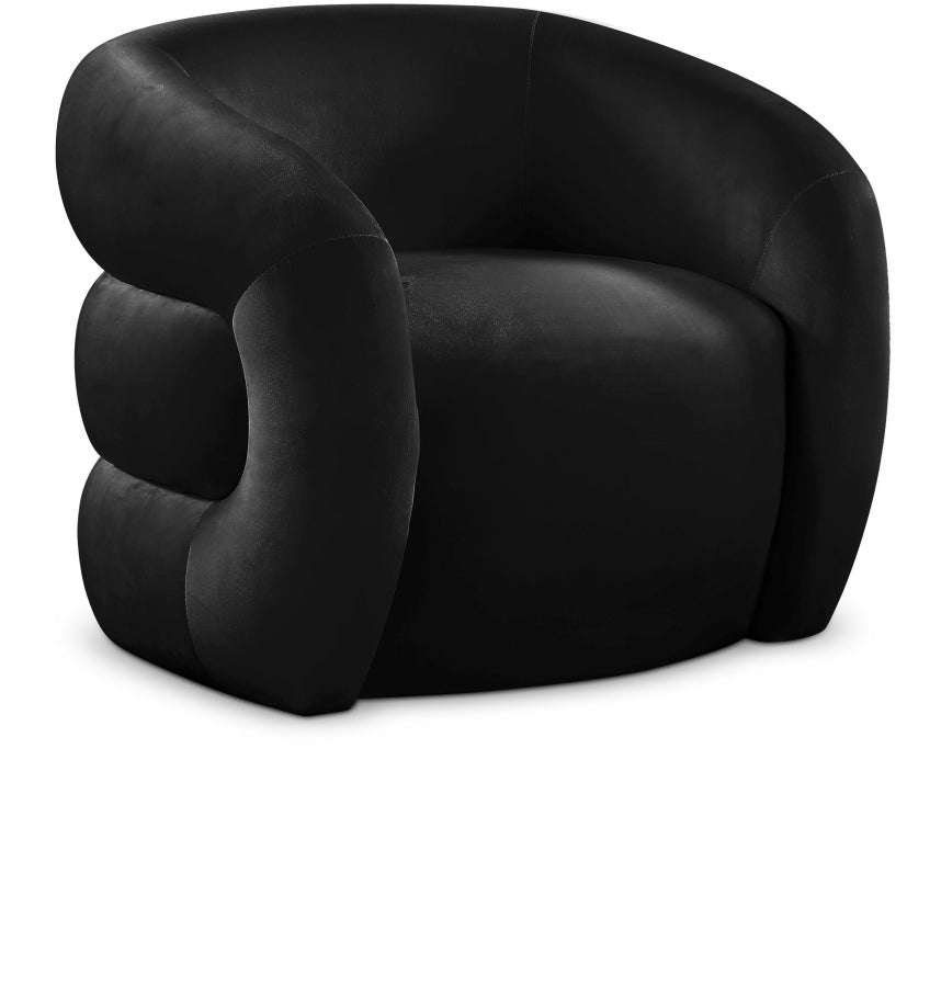 Roxbury Black Velvet Accent Chair from Meridian - Luna Furniture