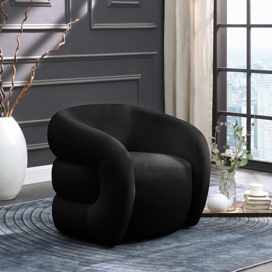 Roxbury Black Velvet Accent Chair from Meridian - Luna Furniture