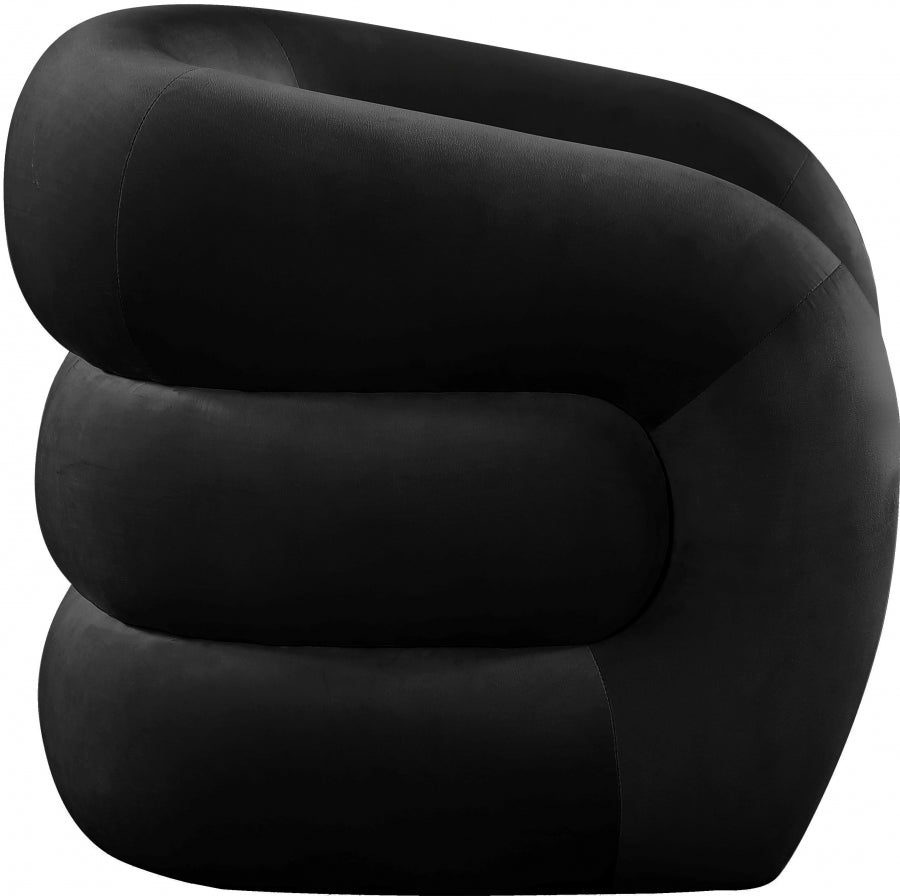 Roxbury Black Velvet Accent Chair from Meridian - Luna Furniture