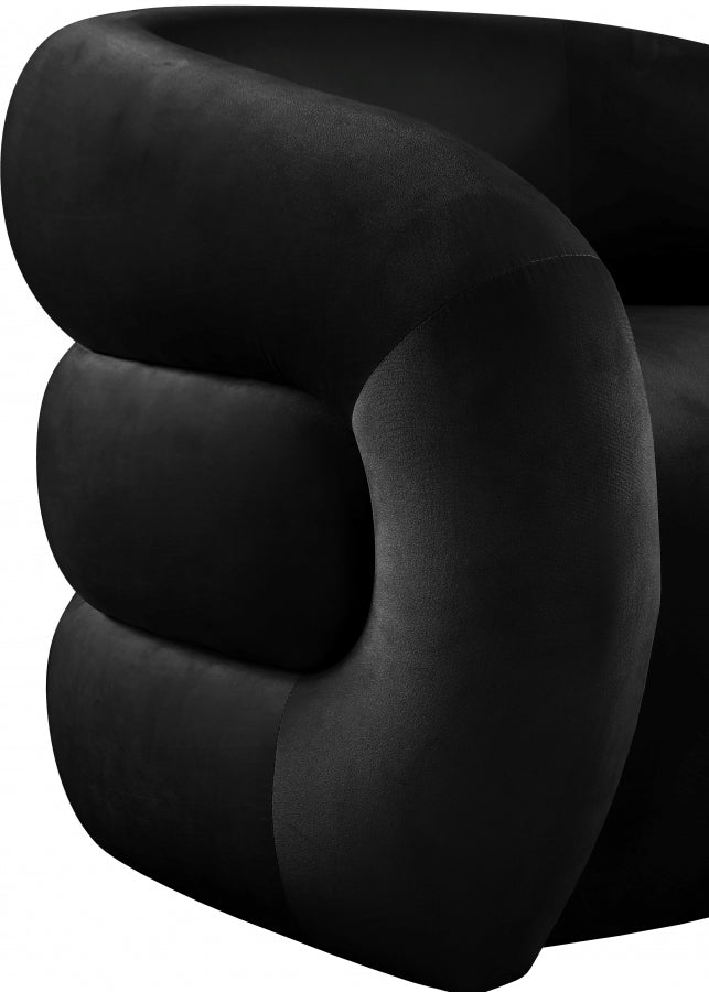 Roxbury Black Velvet Accent Chair from Meridian - Luna Furniture