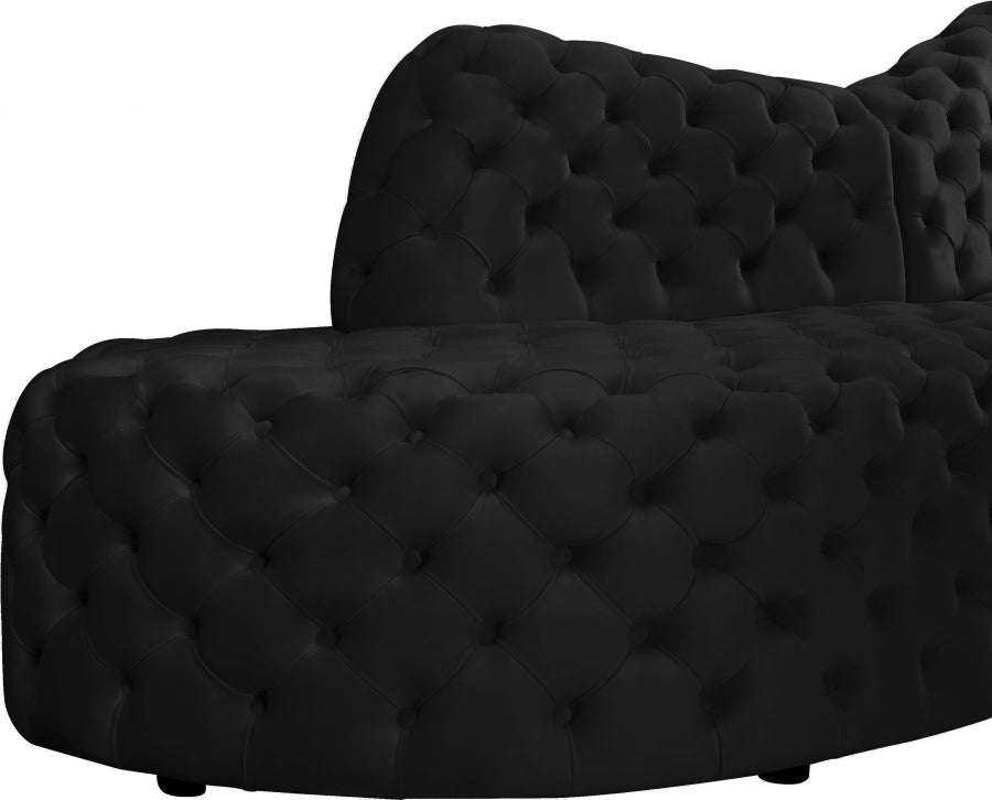 Royal Black Velvet 2pc. Sectional from Meridian - Luna Furniture