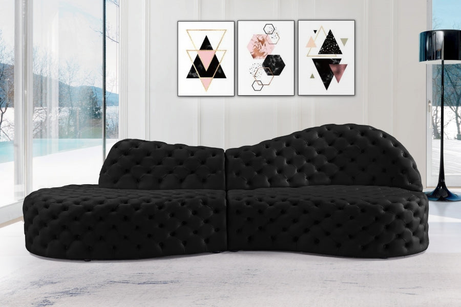 Royal Black Velvet 2pc. Sectional from Meridian - Luna Furniture