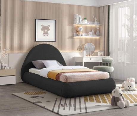 Black Rudy Teddy Fabric Twin Bed from Meridian - Luna Furniture