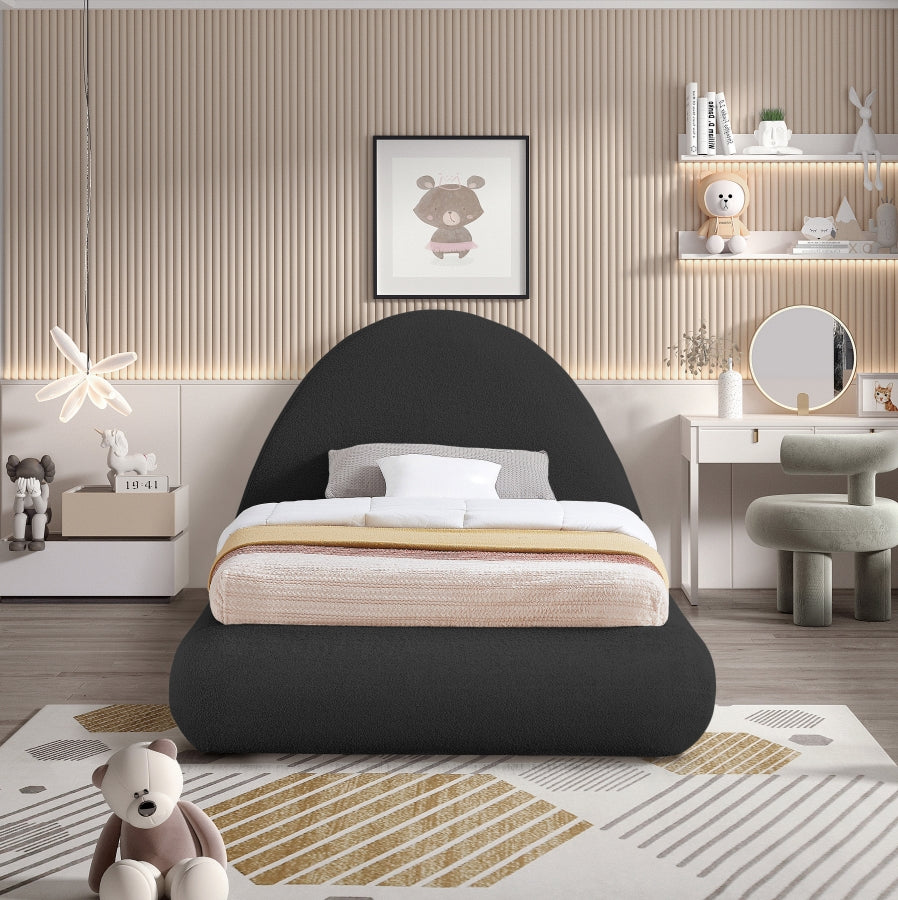 Black Rudy Teddy Fabric Twin Bed from Meridian - Luna Furniture