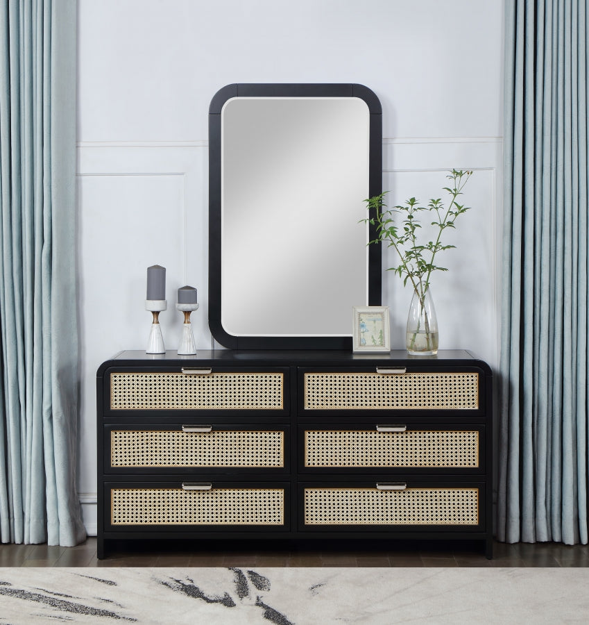 Sage Black Wood Mirror from Meridian - Luna Furniture