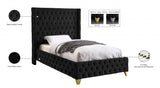 Savan Black Velvet Twin Bed from Meridian - Luna Furniture