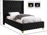 Savan Black Velvet Twin Bed from Meridian - Luna Furniture