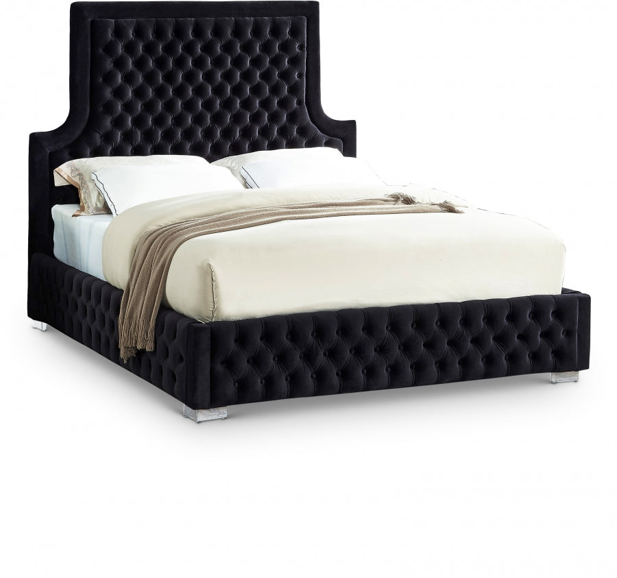 Sedona Black Velvet Queen Bed from Meridian - Luna Furniture