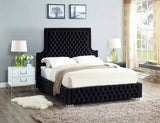 Sedona Black Velvet Queen Bed from Meridian - Luna Furniture