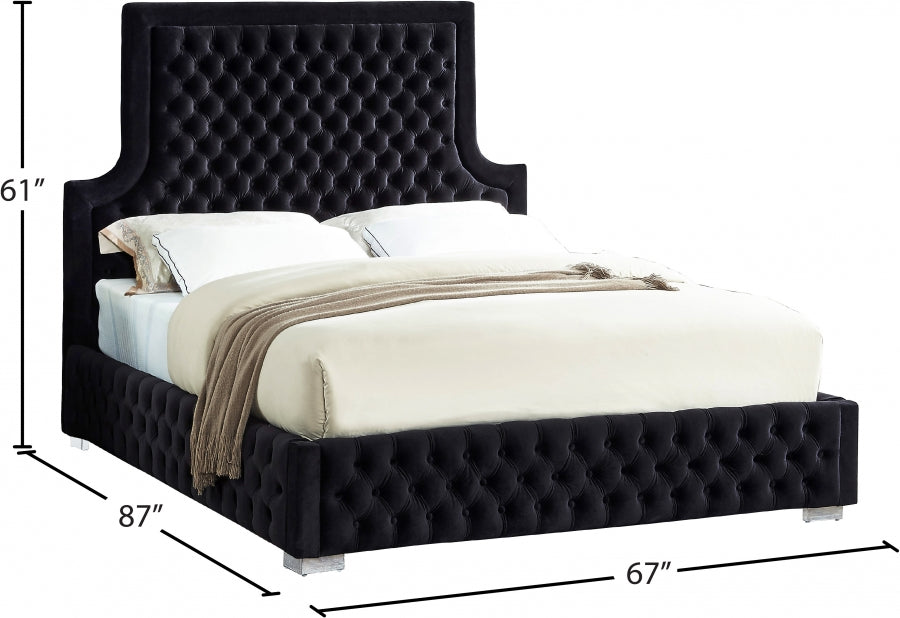 Sedona Black Velvet Queen Bed from Meridian - Luna Furniture